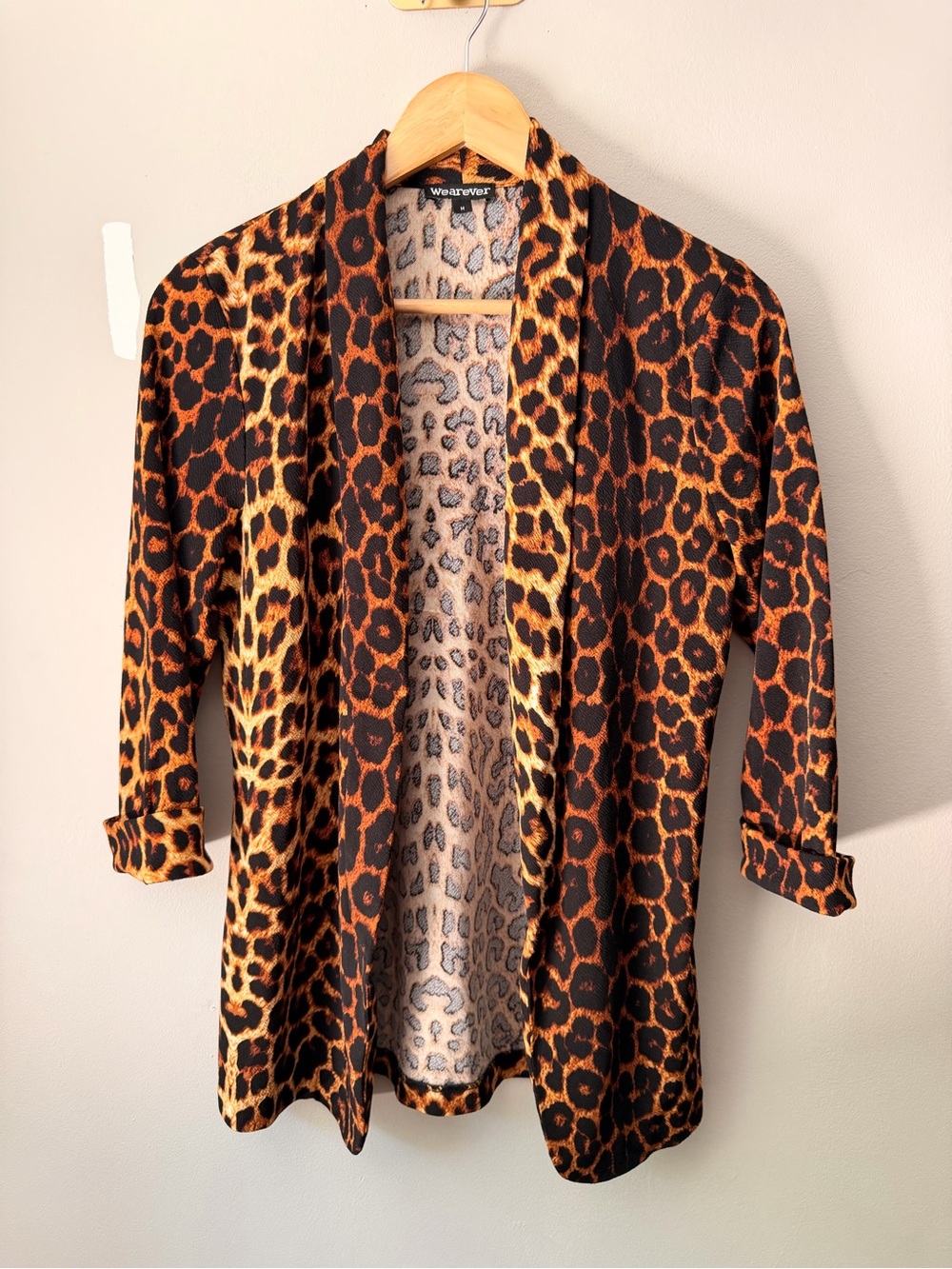 Wearever Leopard Print Open Cardigan - Black & Rust